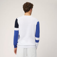 Harmont & Blaine Hrl636030762 Oblique Striped Crewneck 801 White/Blue