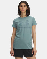 Under Armour Womens Logo T-Shirt In Jasper Blue