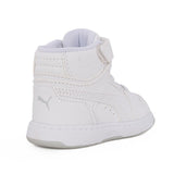 Puma Unisex Kiddies Rebound Slam Mid Ac + Infants Sneakers In White/Cool Light Gray