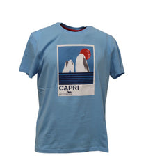 Harmont & Blaine Irl233021055 Coastal Print T Shirt 849 Light Blue