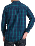 Jeep Mens Long Sleeved Yarn Dye Check Shirt In Navy & Green