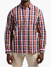 Jeep Mens Long Sleeve Yarn Dye Check Shirt In Cranberry