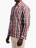 Jeep Mens Long Sleeve Yarn Dye Check Shirt In Cranberry