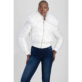 Sissyboy Womens Puffer Jacket With Fur Collar In White