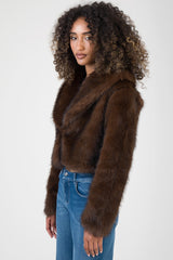 Sissy boy Womens Faux Fur Cropped Jacket In Brown