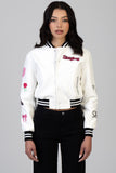 Sissy Boy Womens It's Electrifying Leather Bomber Jacket In White