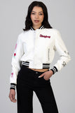 Sissy Boy Womens It's Electrifying Leather Bomber Jacket In White