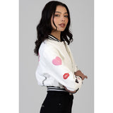 Sissy Boy Womens It's Electrifying Leather Bomber Jacket In White