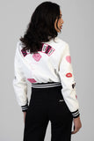 Sissy Boy Womens It's Electrifying Leather Bomber Jacket In White