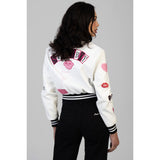 Sissy Boy Womens It's Electrifying Leather Bomber Jacket In White