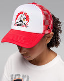 Jordan Boys Deep Dish Trucker Cap In White And Red