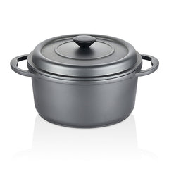 Jan Premium Cast Aluminnium 28 Cm Deep Pot With Cast Lid In Black