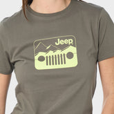 Jeep Womens Iconic Grille Logo T-Shirt In Olive