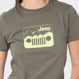 Jeep Womens Iconic Grille Logo T-Shirt In Olive