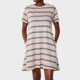 Jeep Womens Striped Citilite Dress In Grey/Green