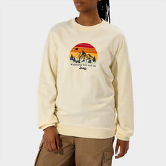 Jeep Ladies Fleece Crewneck Sweat Top White