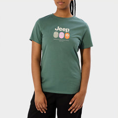 Jeep Ladies Lower Graphic T-Shirt Basic T-Shirt Green