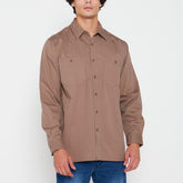 Jeep Mens Willy Long Sleeve Workshirt In Bark