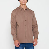 Jeep Mens Willy Long Sleeve Workshirt In Bark