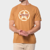 Jeep Mens Fashion Graphic Crew Neck T-Shirt In Brown