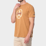 Jeep Mens Fashion Graphic Crew Neck T-Shirt In Brown