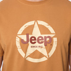 Jeep Mens Fashion Graphic Crew Neck T-Shirt In Brown