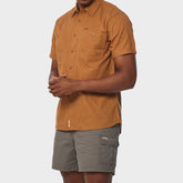 Jeep Mens Workshirt Short Sleeve Shirt Brown