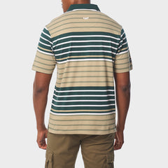 Jeep Mens Yarn Dye Stripe Golfer In Green