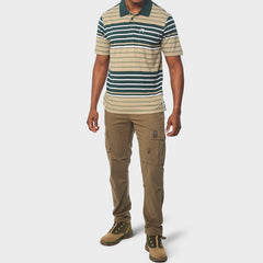 Jeep Mens Yarn Dye Stripe Golfer In Green