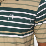 Jeep Mens Yarn Dye Stripe Golfer In Green