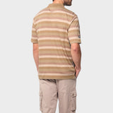 Jeep Mens Yarn Dye Stripe Golfer In Beige