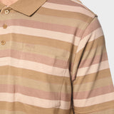 Jeep Mens Yarn Dye Stripe Golfer In Beige