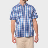 Jeep Mens Yarn Dye Ss Check Shirt Blue Multi