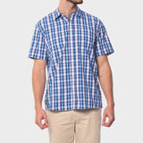 Jeep Mens Yarn Dye Ss Check Shirt Blue Multi
