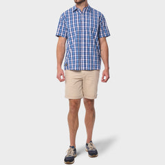 Jeep Mens Yarn Dye Ss Check Shirt Blue Multi