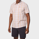 Jeep Mens Yarn Dye Check Shirt In White & Beige
