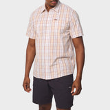 Jeep Mens Yarn Dye Check Shirt In White & Beige