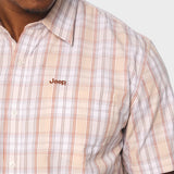 Jeep Mens Yarn Dye Check Shirt In White & Beige