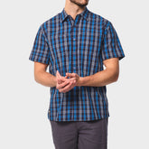 Jeep Mens Yarn Dye Check Shirt In Blue