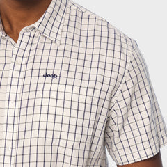 Jeep Mens Yarn Dye Check Shirts in White