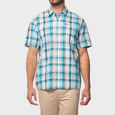Jeep Mens Yarn Dye Ss Check Shirt Multi Blue