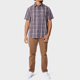Jeep Mens M Check Shirt In Blue & Brown