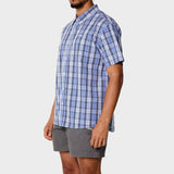 Jeep Mens M Check Shirt In Light Blue Multi