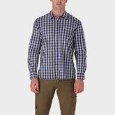 Jeep Mens Long Sleeve Yarn Dyed Check Shirt In Navy