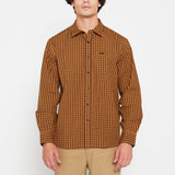 Jeep Mens Long Sleeve Yarn Dyed Shirt In Camel