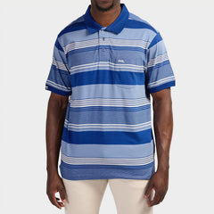 Jeep Mens Yarndye Stripe Polo Blue Multi