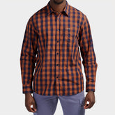 Jeep Mens Yarn Dye Check Shirt In Navy & Rust