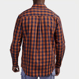 Jeep Mens Yarn Dye Check Shirt In Navy & Rust