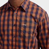 Jeep Mens Yarn Dye Check Shirt In Navy & Rust
