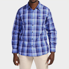 Jeep Mens Yarn Dye Check Shirt In Sky Blue